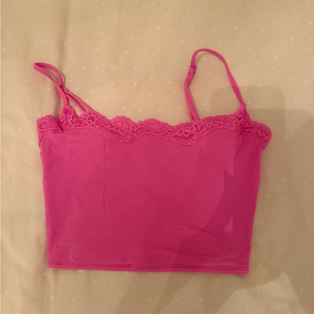 SKIMS Vibrant Pink Lace Camisole